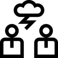 Two people are standing in front of a cloud with lightning vector