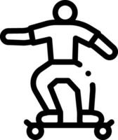 A black and white outline of a man on a skateboard vector