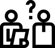 A black and white image of two people with question marks vector
