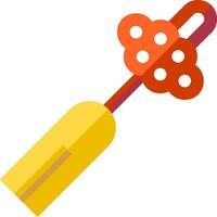 A yellow and red spatula with a handle vector