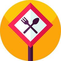 A fork and spoon sign on a yellow background vector