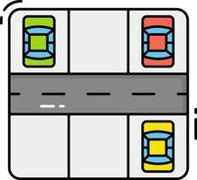 A car is driving on the road and another car is driving in the opposite direction vector