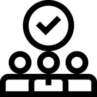 A black and white image of a group of people with a check mark vector