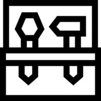 A black and white icon of two tools vector