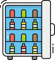 A refrigerator with bottles and other items inside vector
