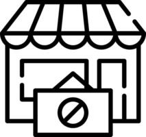 A black and white image of a store with a sign on it vector