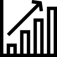 A graph with an arrow going up vector