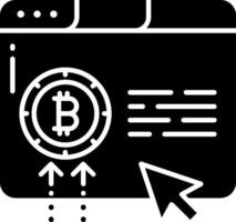 Bitcoin icon with a mouse cursor and a bitcoin coin vector