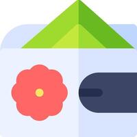 A green envelope with a flower on top vector