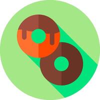 Two donuts with chocolate and sprinkles on a green background vector