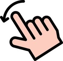 A hand pointing to an arrow pointing to the left vector