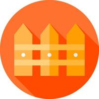 A flat icon of a fence with three wooden posts vector