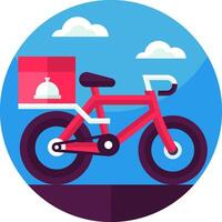 A flat design of a bike with a box on the back vector