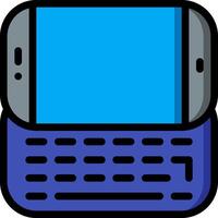 A blue and black cell phone with a keyboard vector