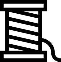 A spool of thread with a black and white outline vector