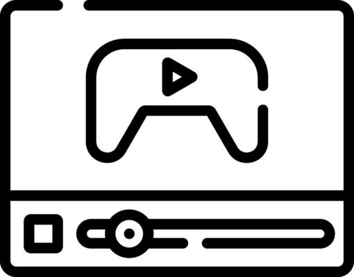 A game controller icon on a white background