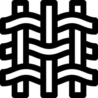 A black and white logo of a woven pattern