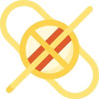 A yellow and red striped sign with a no sign vector