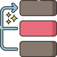 A flat icon of a computer with a blue and pink bar vector