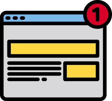 un sitio web con un rojo botón y un amarillo flecha vector