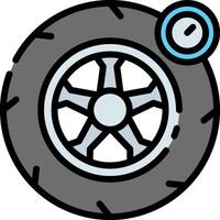 A motorcycle tire with a clock on it vector