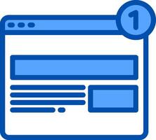 A blue icon of a website with a button vector