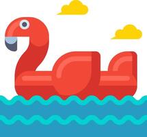 An inflatable flamingo floating in the ocean vector
