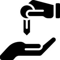 A hand holding a key and a hand giving it to someone vector