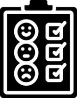 A black and white image of a clipboard with four smiley faces vector