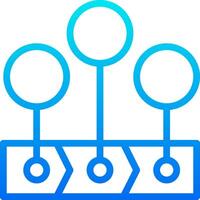 A blue and white icon with three circles vector