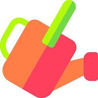 A colorful watering can with a green handle vector