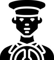 A black and white silhouette of a man in uniform vector