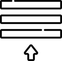 A black and white icon of a line with an arrow pointing up vector