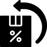 A black and white icon of a box with a percentage sign vector