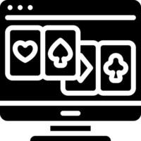 A computer screen with a card game icon vector
