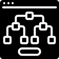 A black and white icon of a computer screen vector