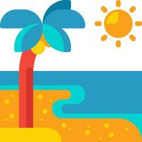 An illustration of a palm tree on the beach vector