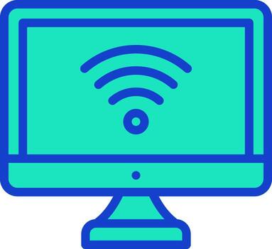 A computer monitor with wifi symbol on it vector