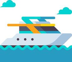 A boat with a sail on top and clouds in the background vector