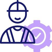A man in a hard hat and a clock icon vector