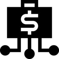A black and white image of a suitcase with a dollar sign vector
