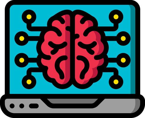 A laptop with a brain on it