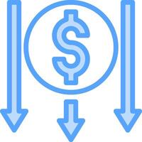 A dollar sign and arrows pointing in different directions vector