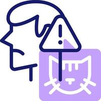 A cat icon with a warning sign on it vector