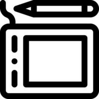A black and white image of a computer and pen vector