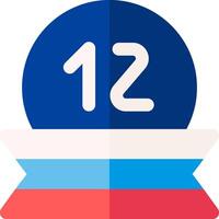 The number twelve in a blue circle with a red and blue ribbon vector