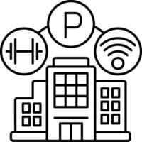 A building with wifi and wifi icons vector