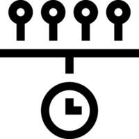 A black and white image of a clock and keys vector