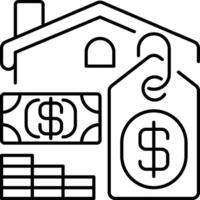 A house with a dollar sign and a house with a price tag vector