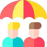 Two people under an umbrella with a yellow umbrella vector